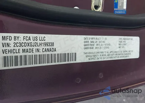 2020 Dodge Charger Scat Pack Rwd из США, поврежденный, VIN 2C3CDXGJ2LH199338